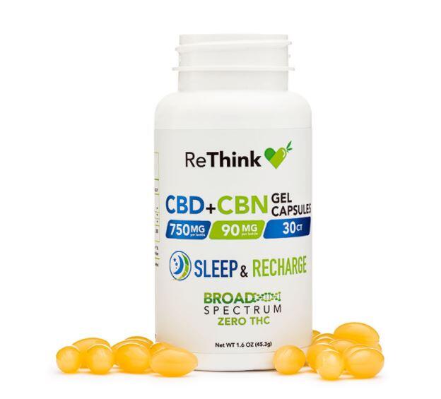 ReThink Hemp CBD + CBN Sleep & Recharge Gel Capsules – 750MG (CBD) | 90MG (CBN)