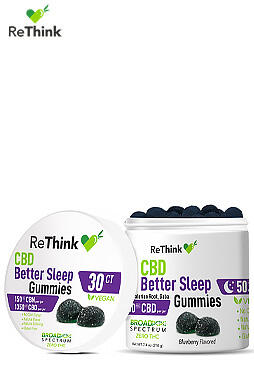 ReThink CBD Vegan Sleep Gummies – 30ct 1350mg CBD + 150mg CBN