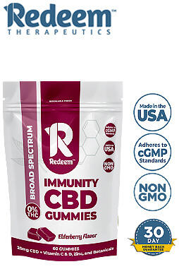 Immunity CBD Gummies - 25mg CBD + Elderberry, Vitamin C & D 1500mg