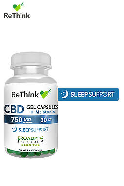 ReThink CBD Hemp Gel Capsules With Sleep Support – 750MG