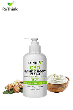 ReThink Hemp Derived CBD Hand & Body Cream w/Collagen and Shea Butter – 250mg