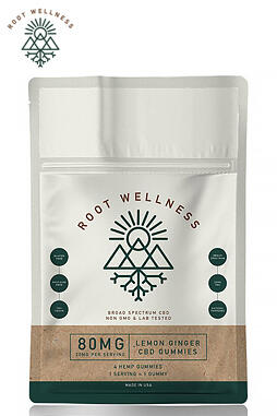 Root Wellness - CBD Edible - Lemon Ginger Gummies 4 Pack Pouch - 20mg