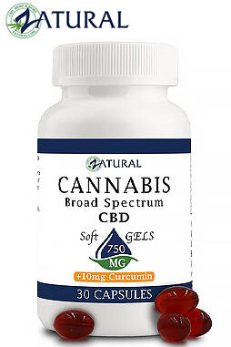 Broad Spectrum CBD Curcumin Softgels Nano CBD Oil 25mg 30ct