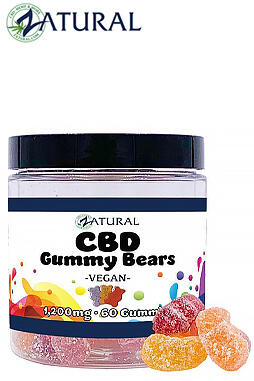 CBD Gummy Bears - Vegan, Organic, Broad Spectrum 20mg per Gummy 60ct